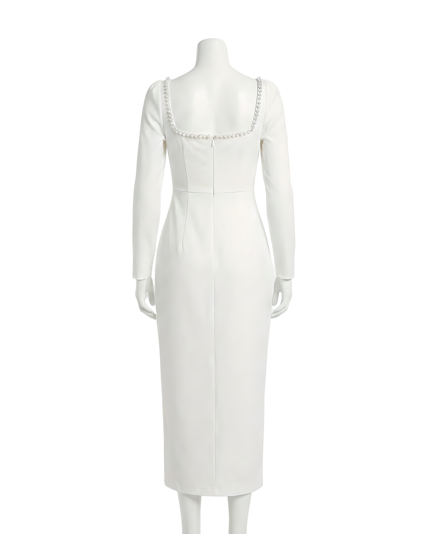 Crystal Trim Square Neck Dress