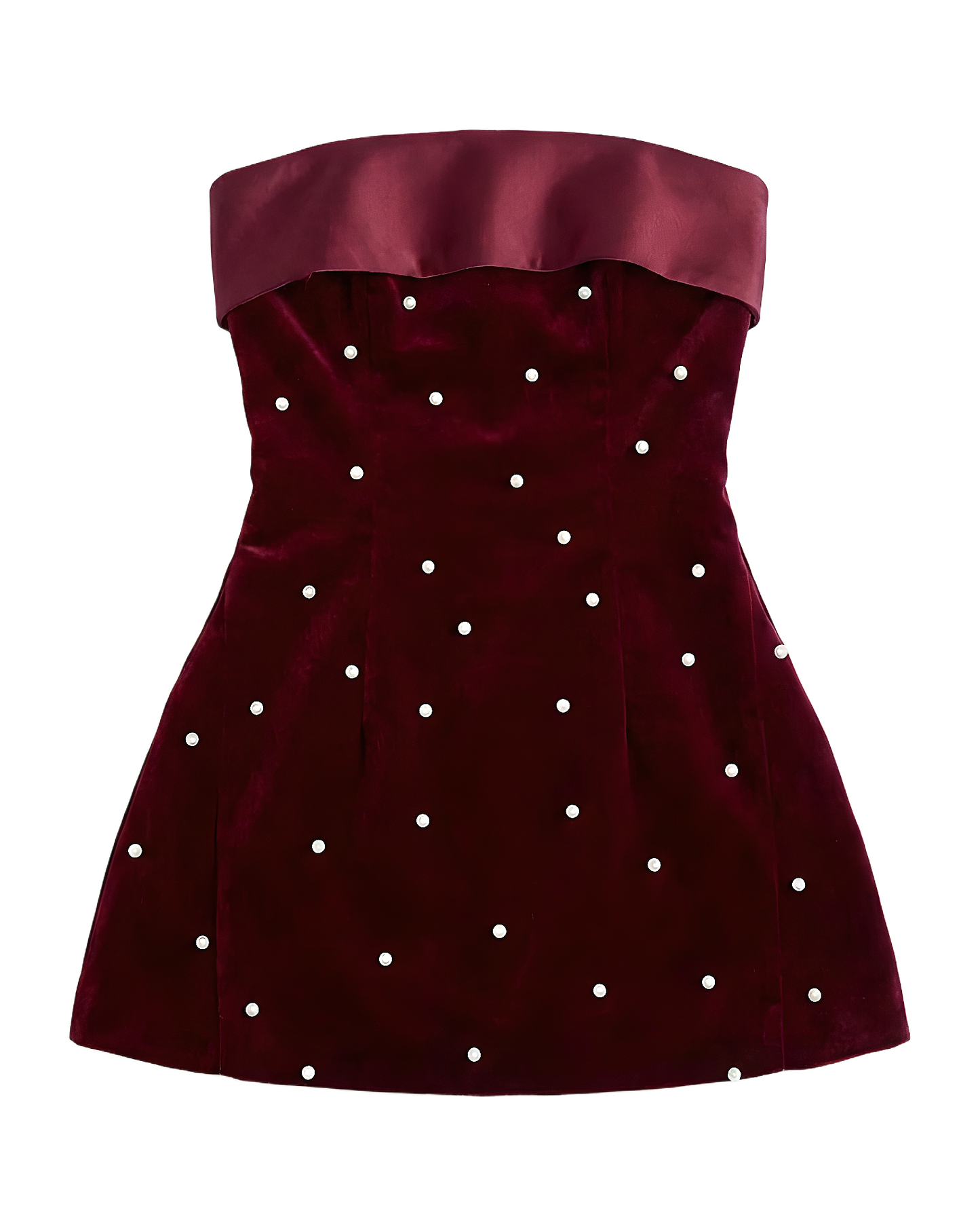 Studded Velvet Strapless Mini Dress