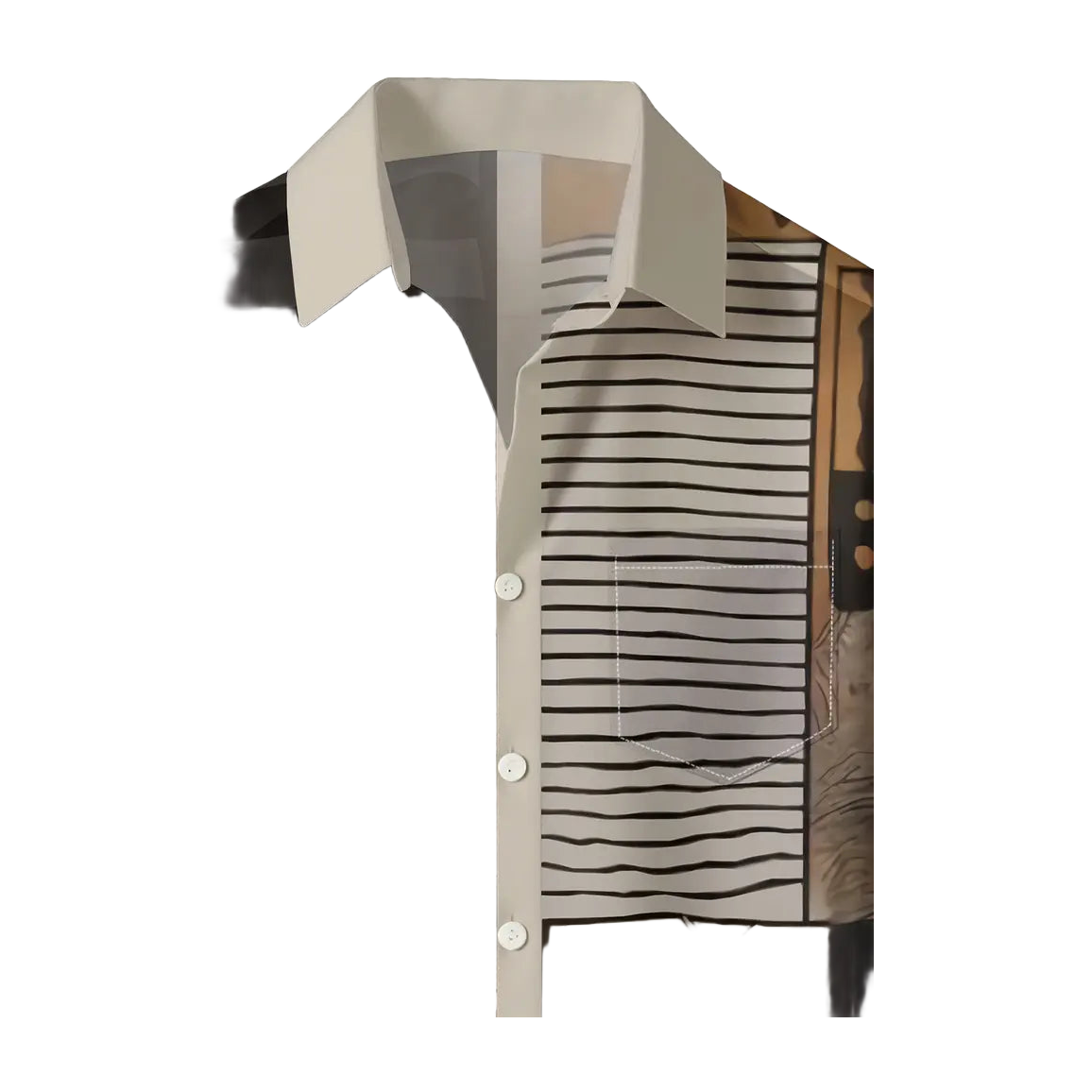 Abstract Neutral Geo Patchwork Shirt
