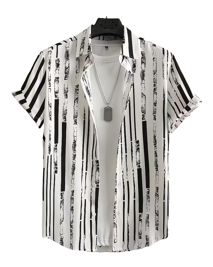 Abstract Stripe Casual Street Shirt