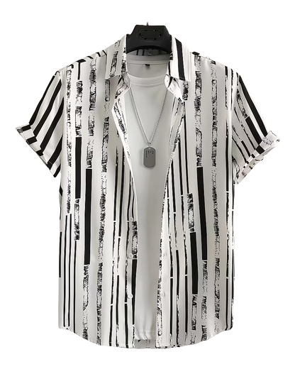 Abstract Stripe Casual Street Shirt