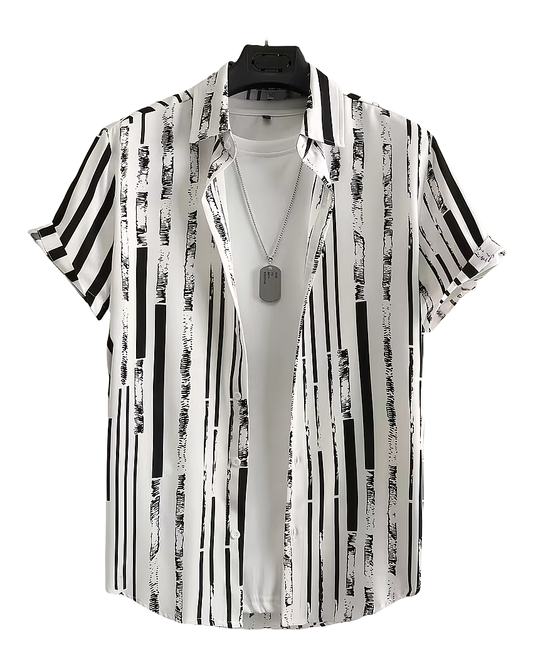 Abstract Stripe Casual Street Shirt