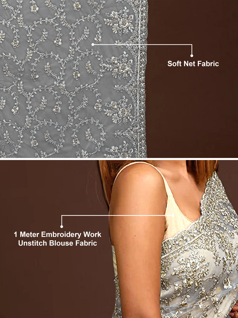All Over Floral Embroidered Designer Saree