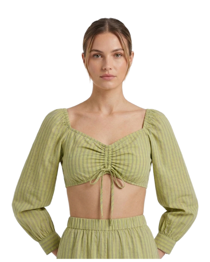 Striped Ruched Crop Top