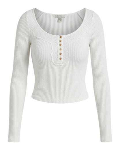 Ribbed Button Knit Crop Top