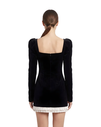 Velvet Puff Sleeve Mini Dress