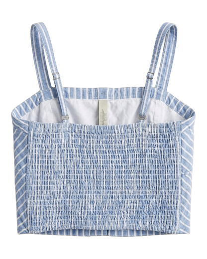 Blue Striped Corset Crop Top