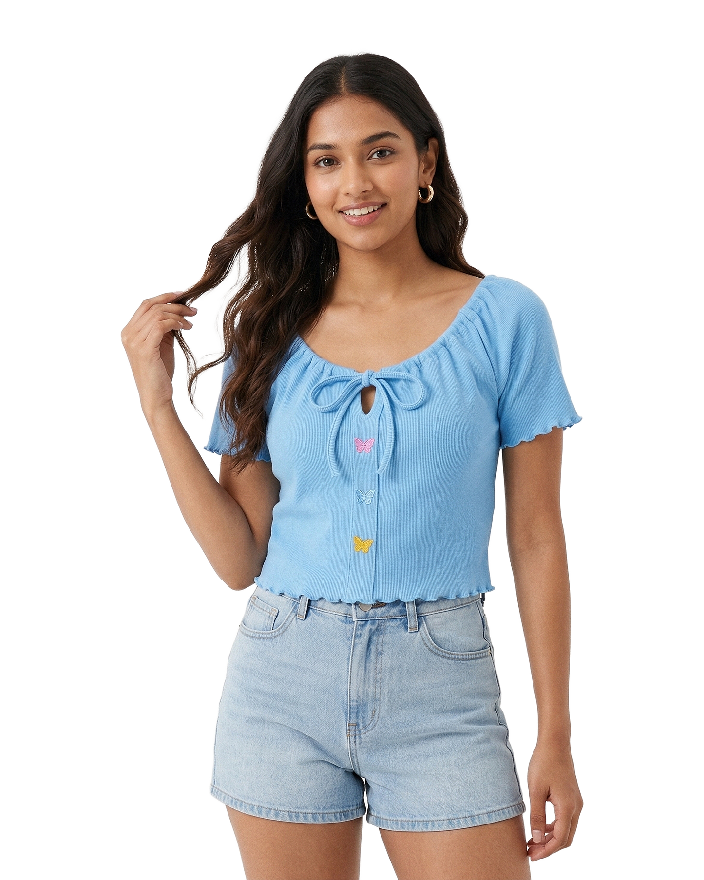 Butterfly Tie Front Crop Top