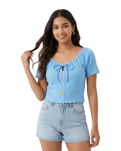 Butterfly Tie Front Crop Top