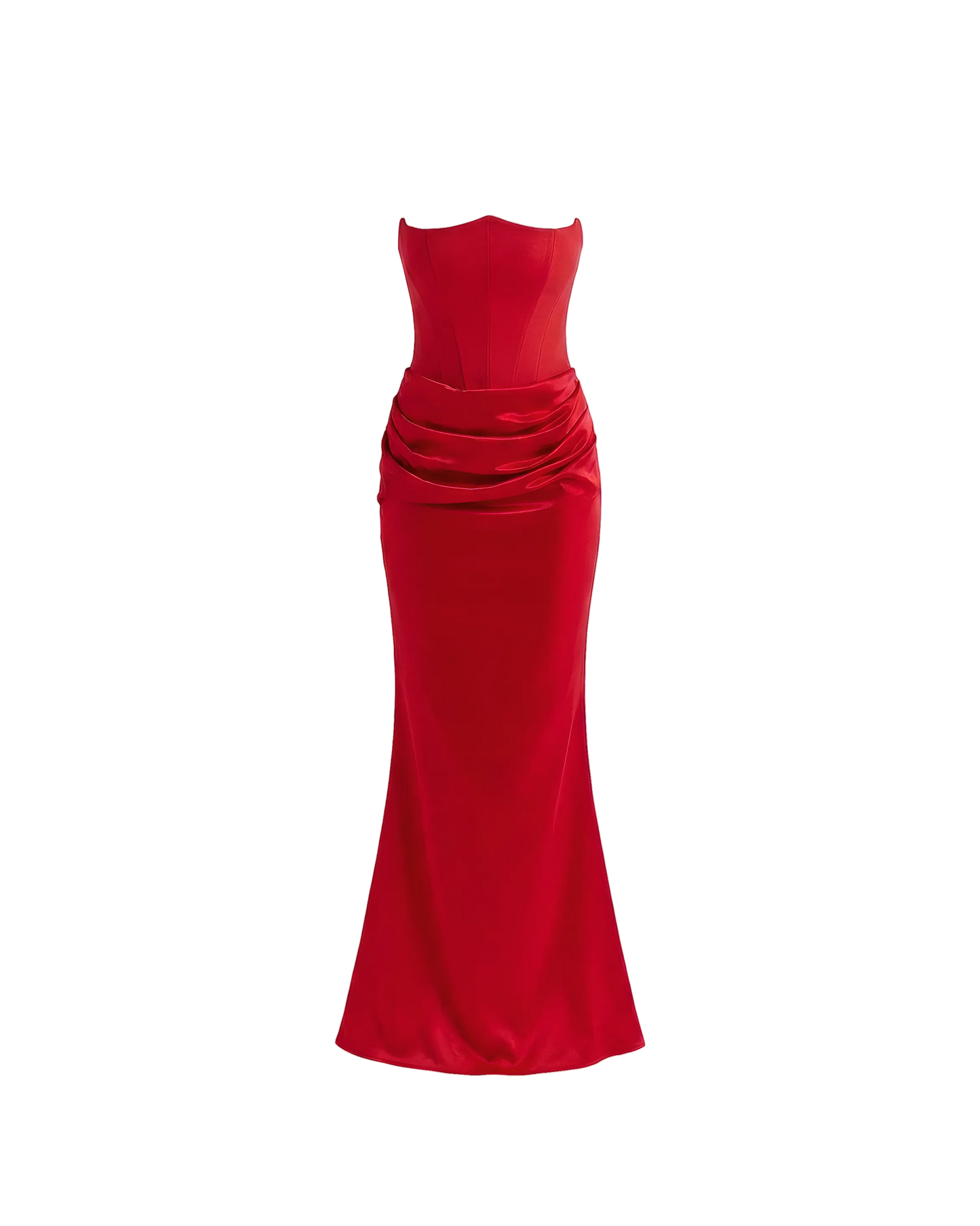 Strapless Satin Corset Maxi Dress