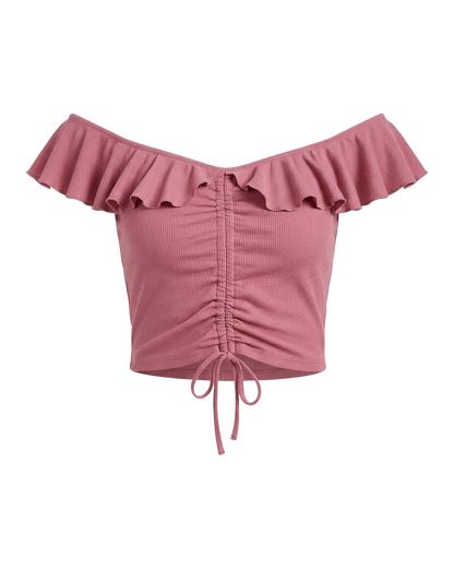 Ruched Off Shoulder Crop Top