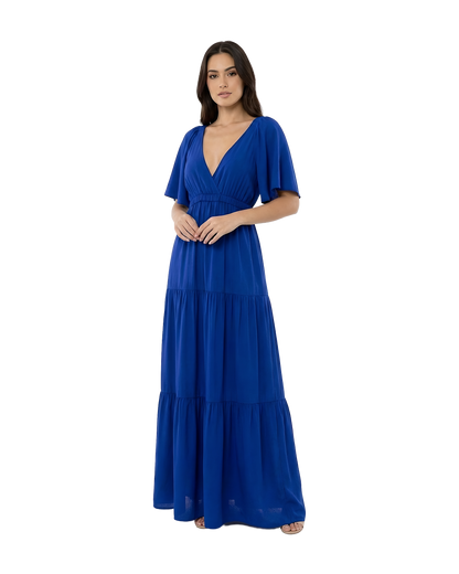 Deep V Tiered Maxi Dress