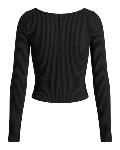 Ribbed Button Knit Crop Top