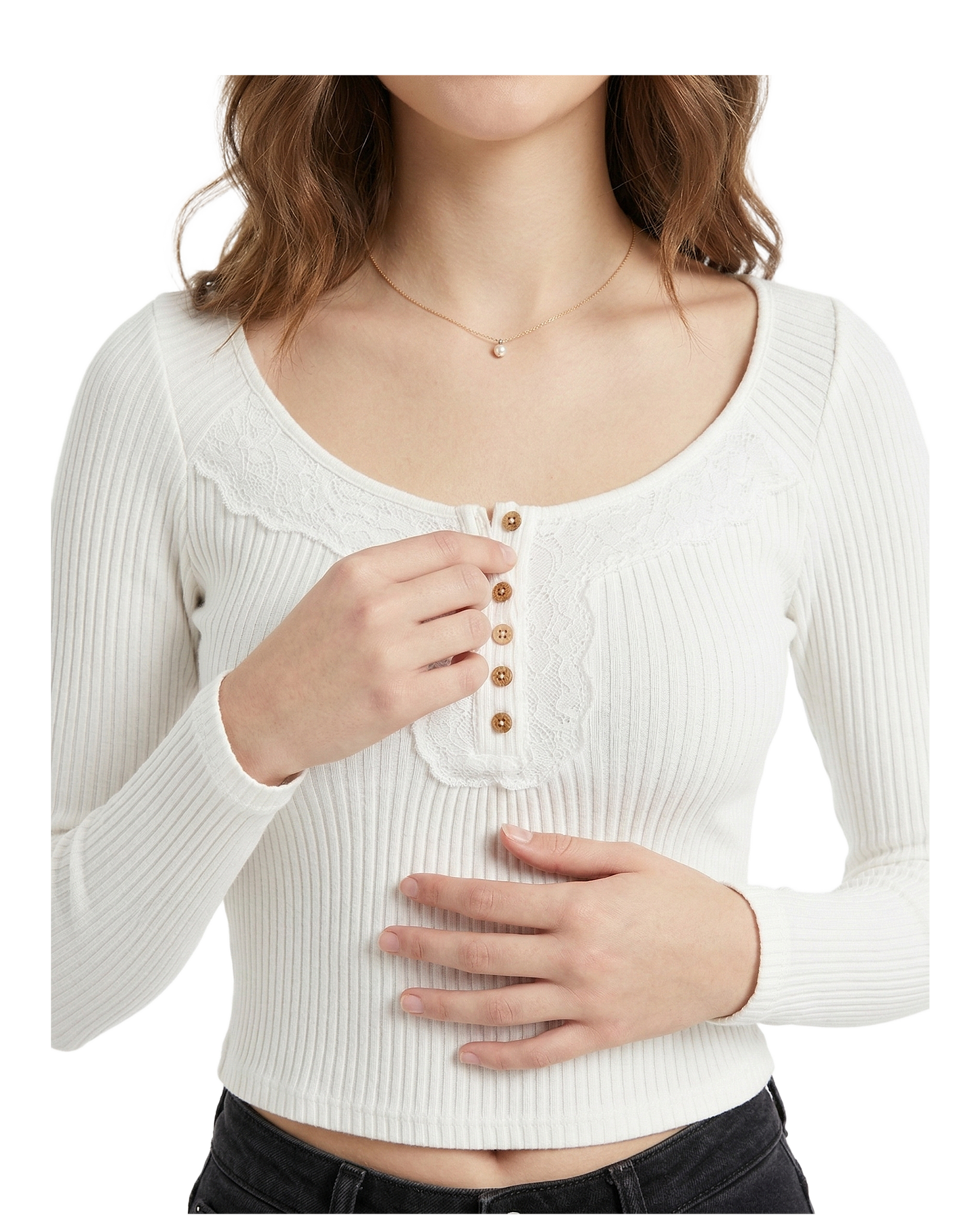 Ribbed Button Knit Crop Top