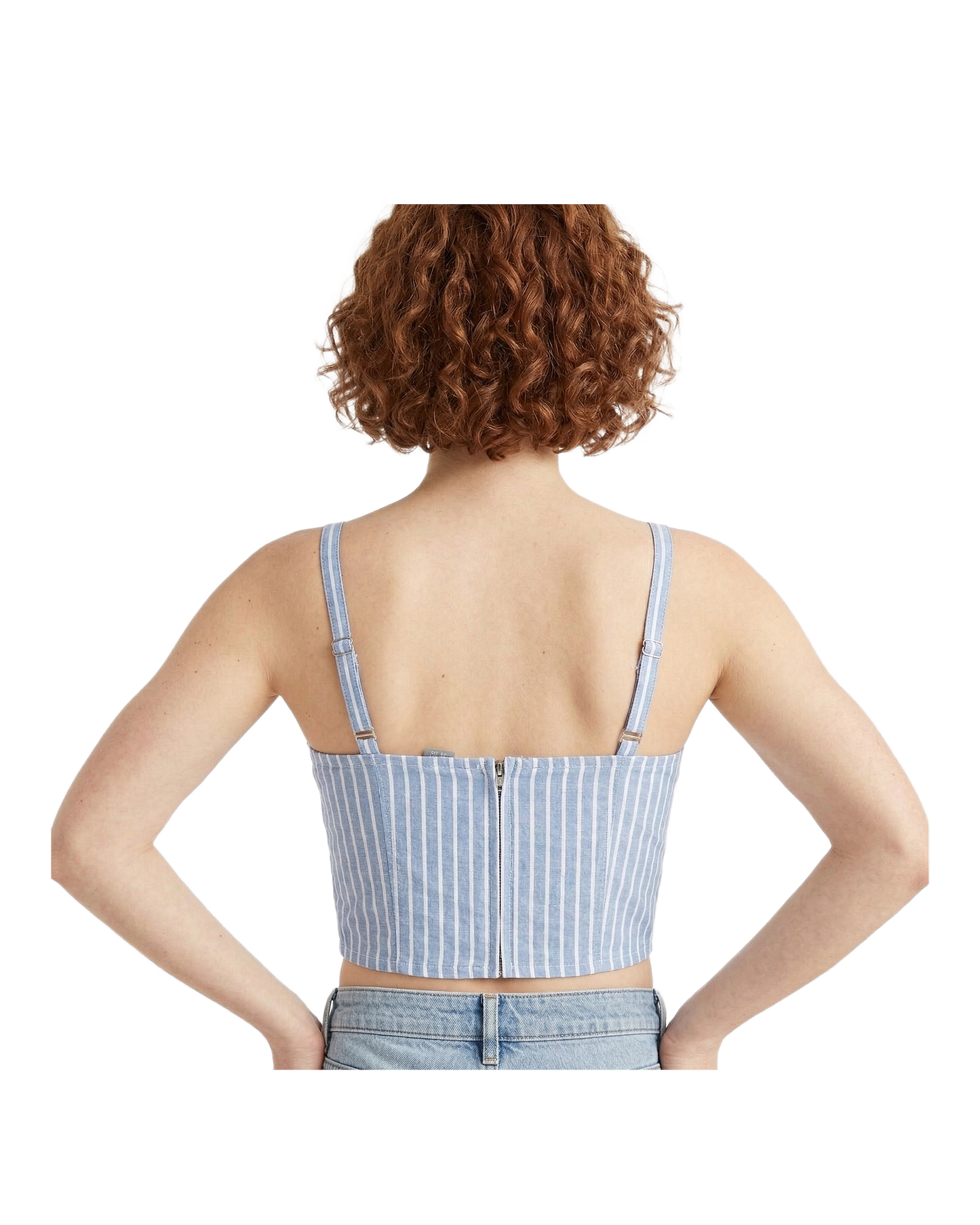 Blue Striped Corset Crop Top