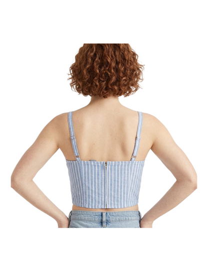 Blue Striped Corset Crop Top