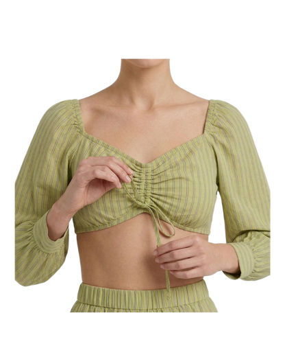Striped Ruched Crop Top