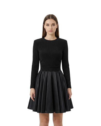 Glitter Bodice Flare Party Dress