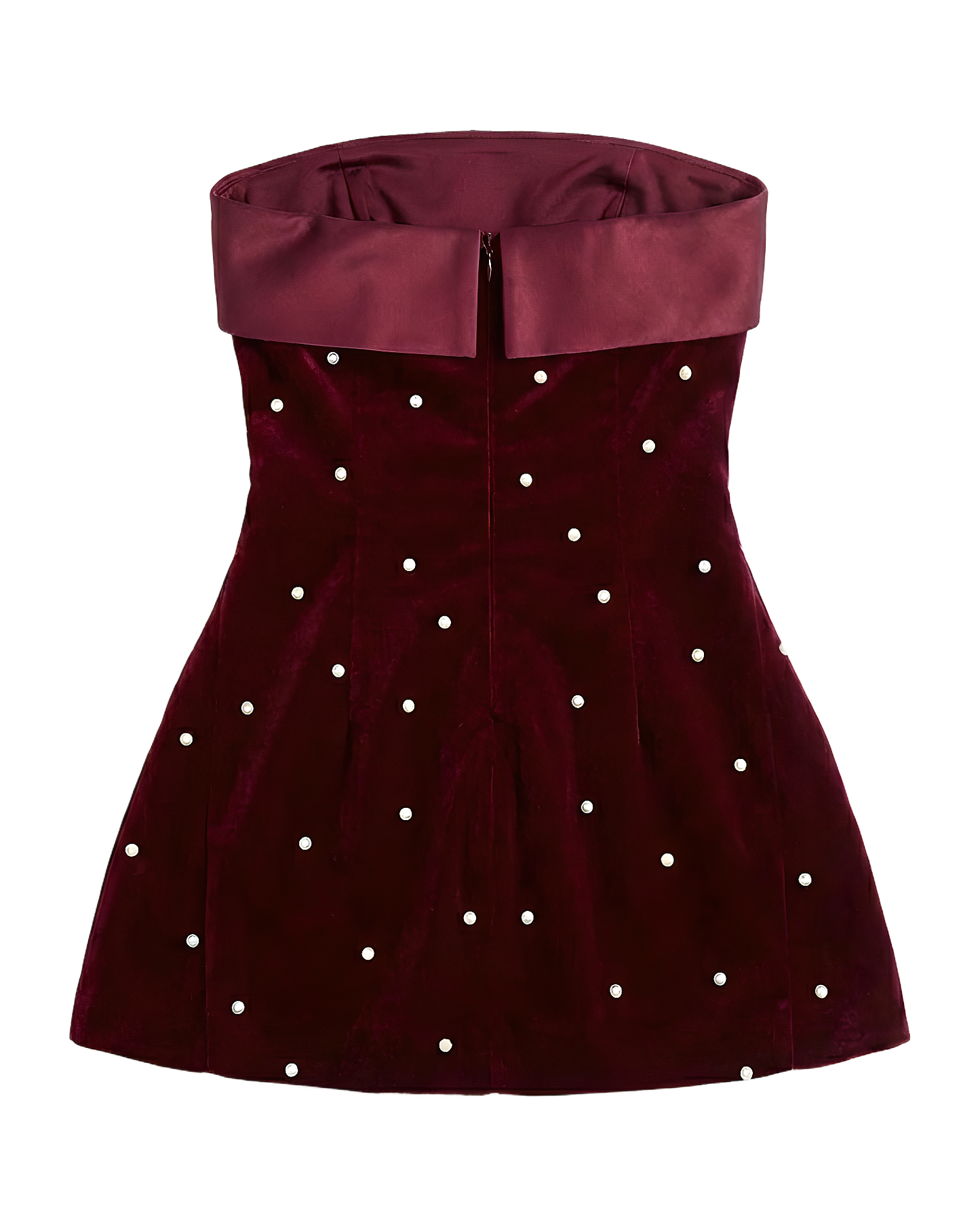 Studded Velvet Strapless Mini Dress
