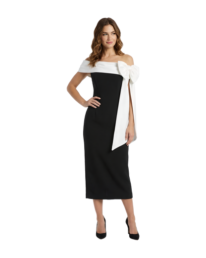 Off Shoulder Bow Evening Dress