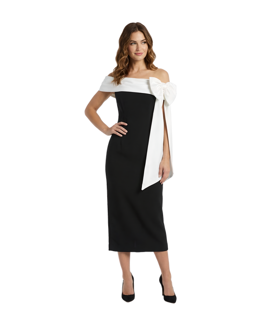 Off Shoulder Bow Evening Dress