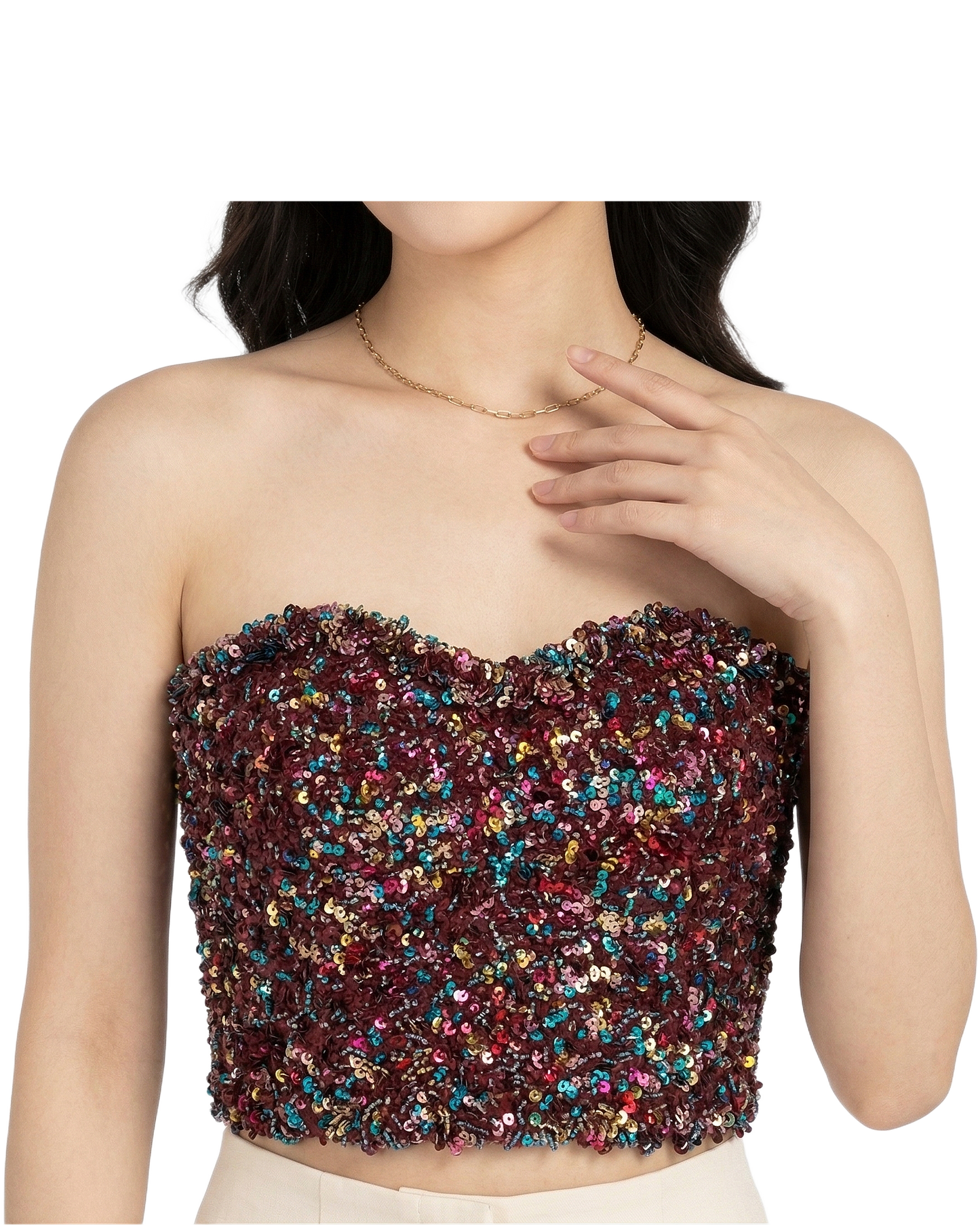 Sequin Tube Corset Top