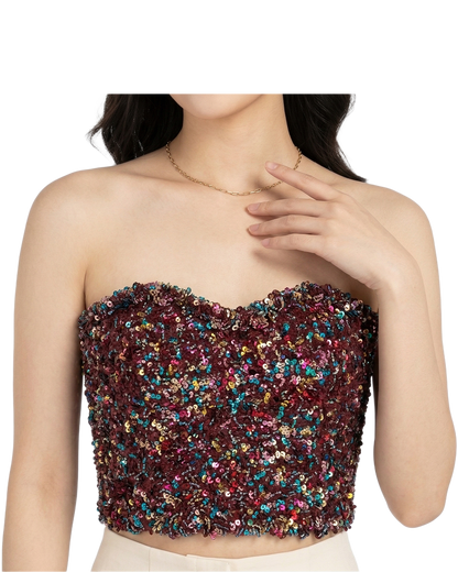 Sequin Tube Corset Top