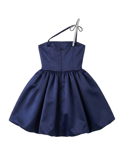 Crystal Strap One Shoulder Dress