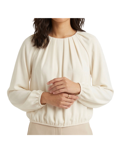 Pleated Long Sleeve Top