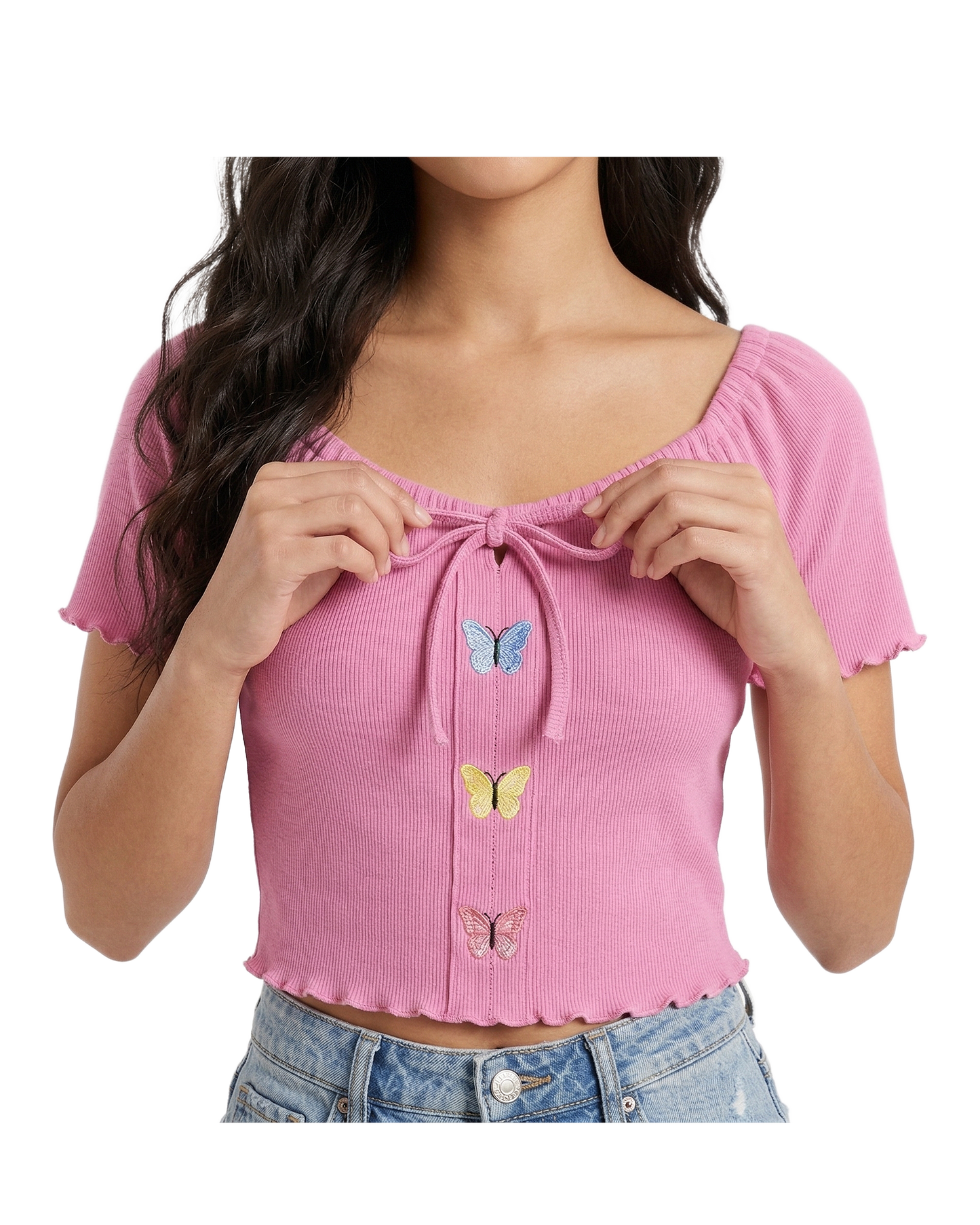 Butterfly Tie Front Crop Top
