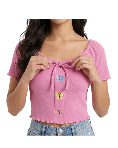 Butterfly Tie Front Crop Top