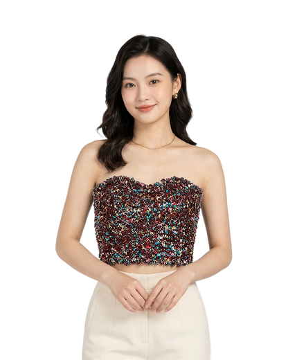 Sequin Tube Corset Top