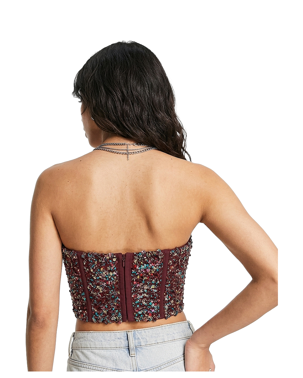 Sequin Tube Corset Top