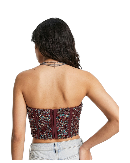 Sequin Tube Corset Top