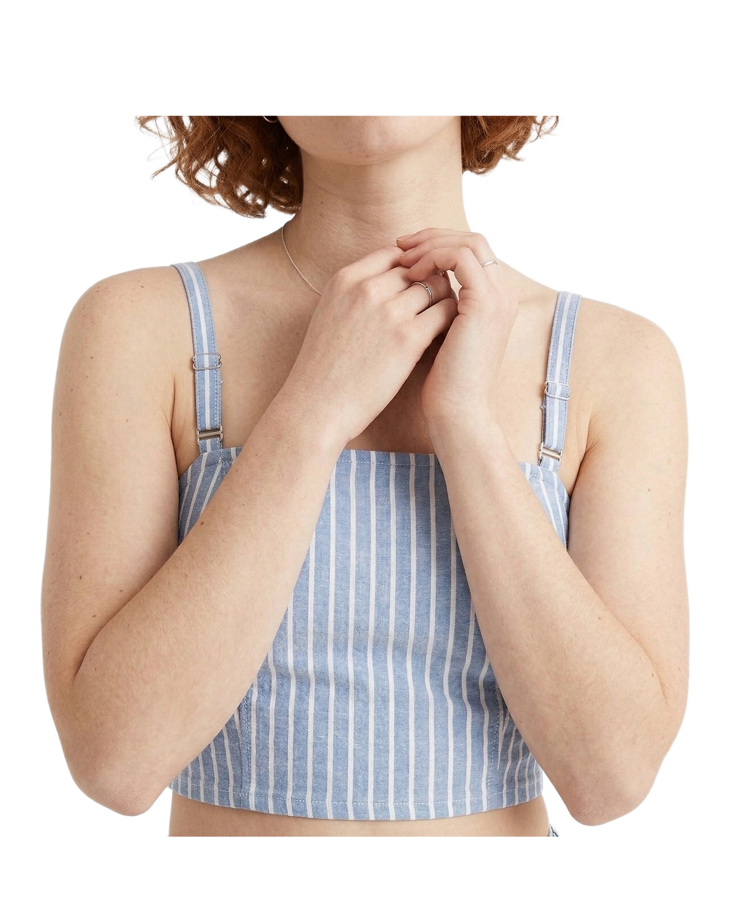 Blue Striped Corset Crop Top