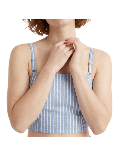 Blue Striped Corset Crop Top