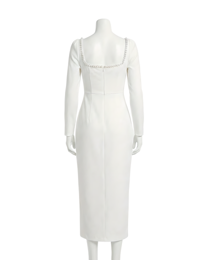 Crystal Trim Square Neck Dress