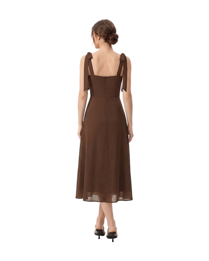 Tie Strap Sweetheart Midi Dress