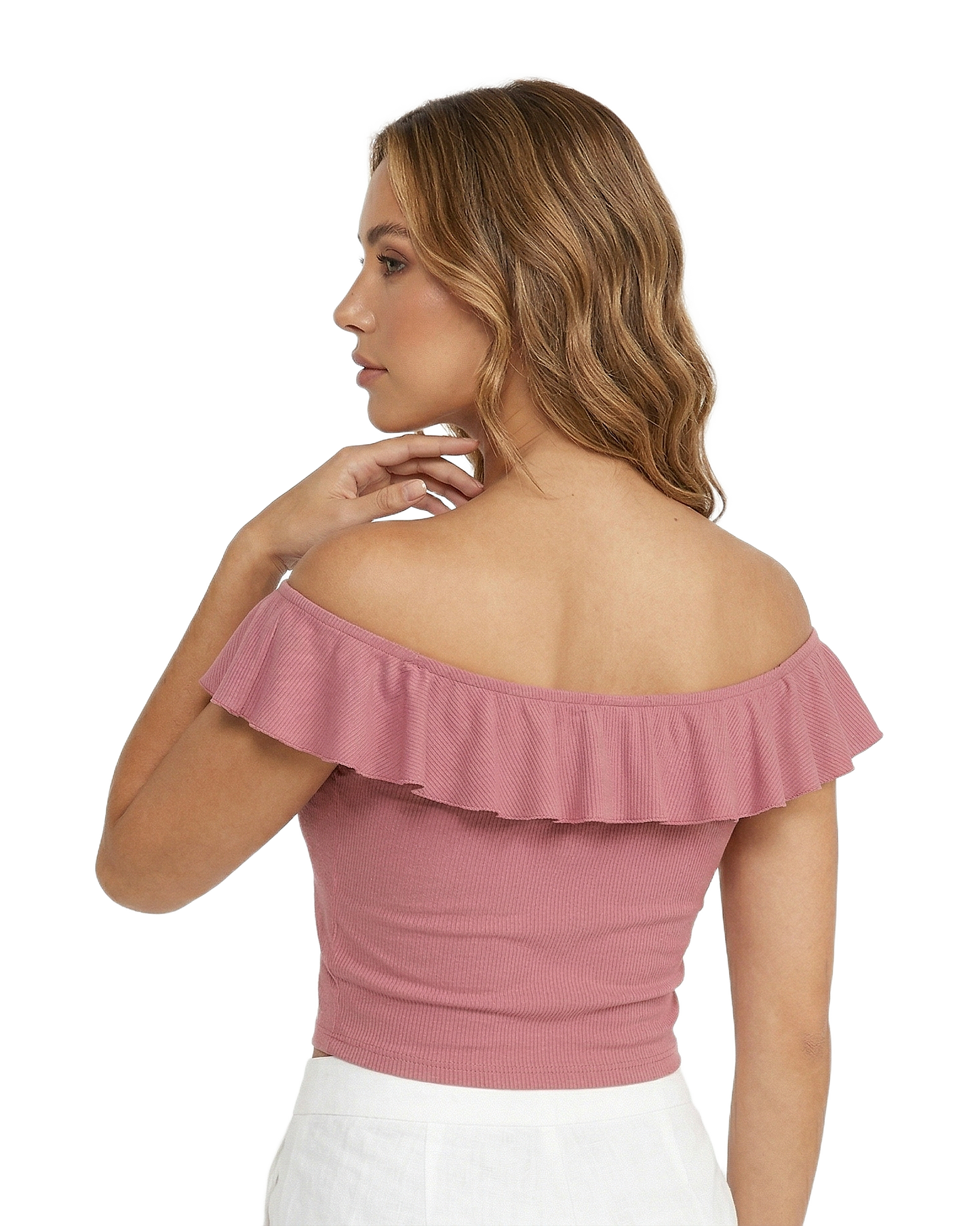 Ruched Off Shoulder Crop Top