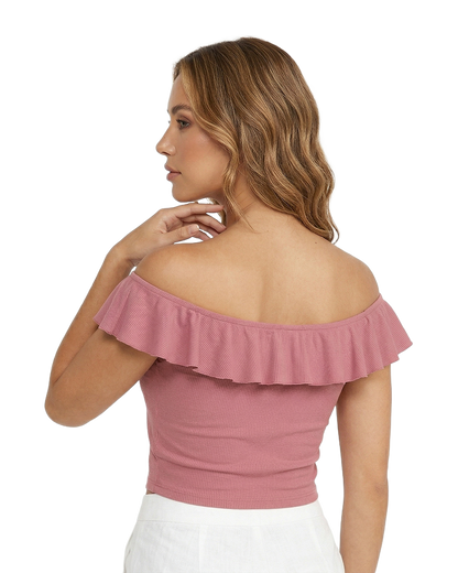 Ruched Off Shoulder Crop Top