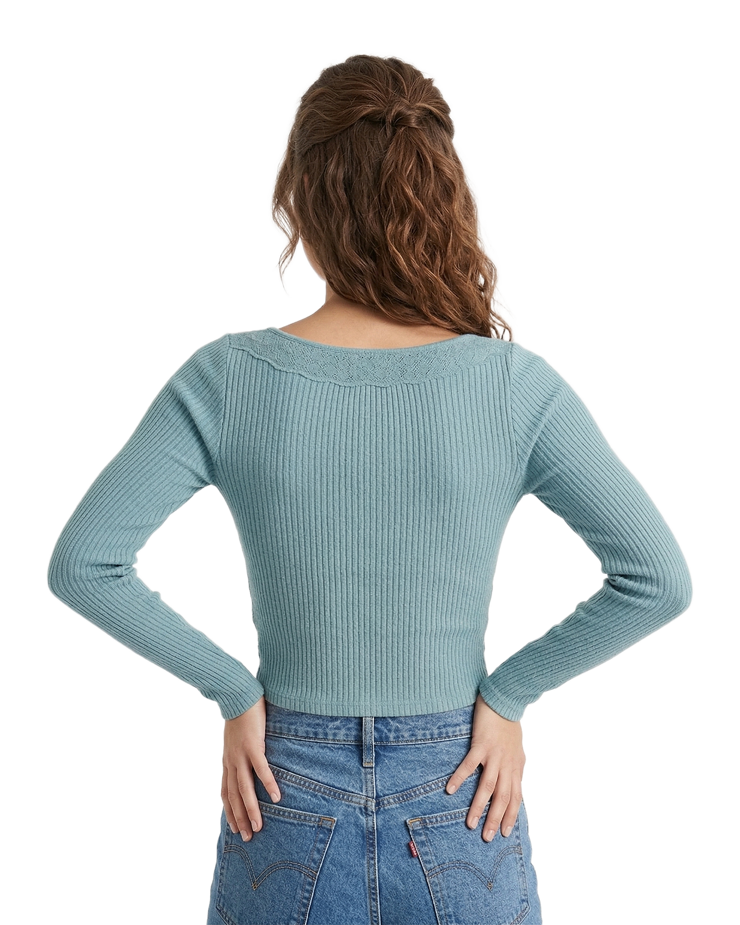 Ribbed Button Knit Crop Top