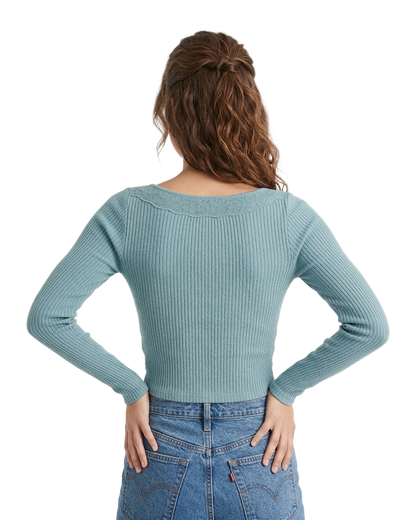 Ribbed Button Knit Crop Top