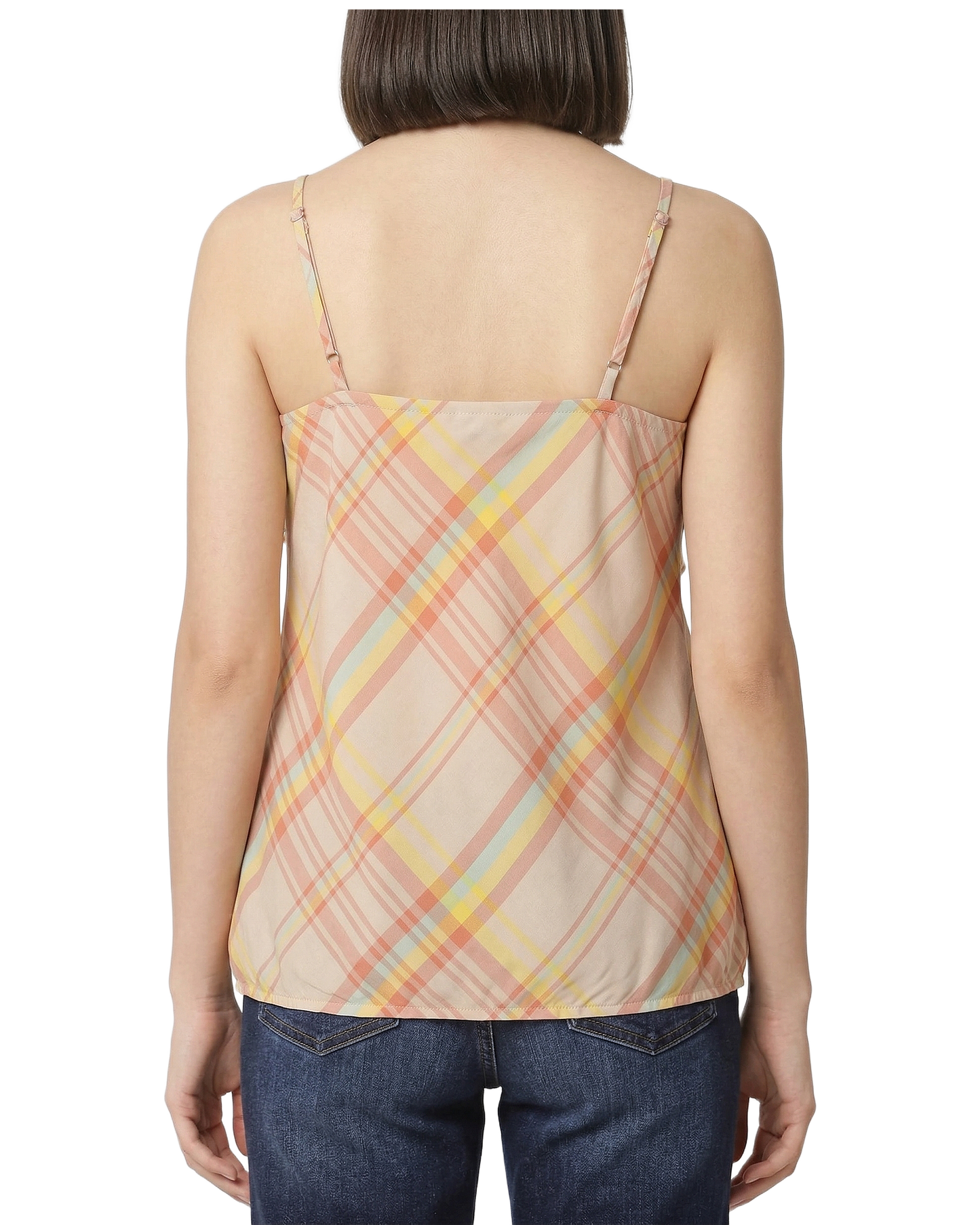 Plaid Ruffle Cami Top