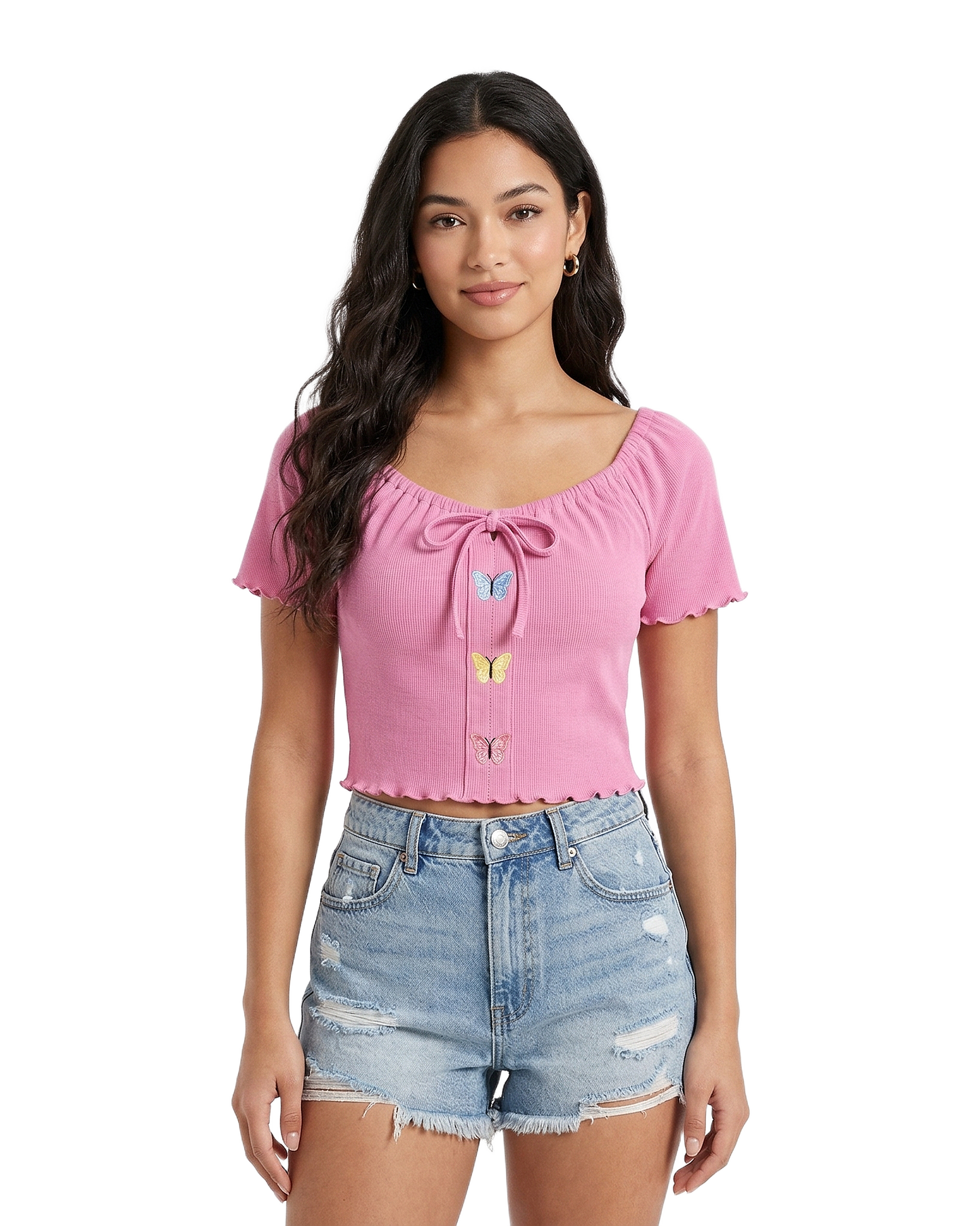 Butterfly Tie Front Crop Top