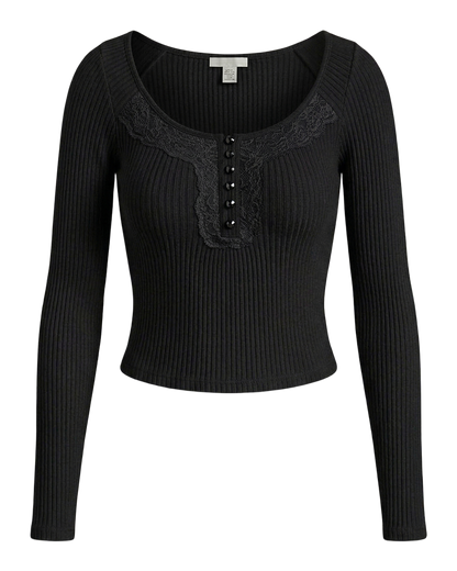 Ribbed Button Knit Crop Top