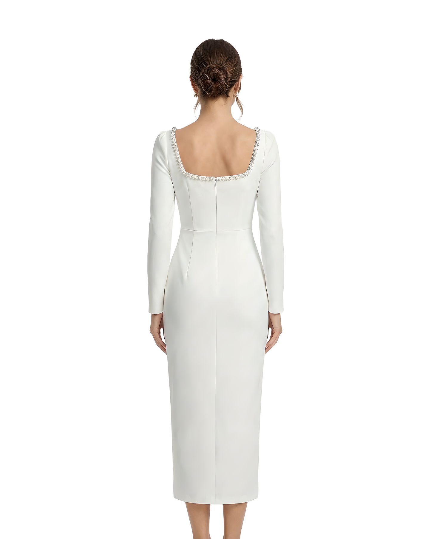 Crystal Trim Square Neck Dress