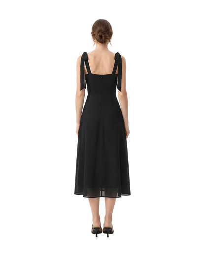 Tie Strap Sweetheart Midi Dress