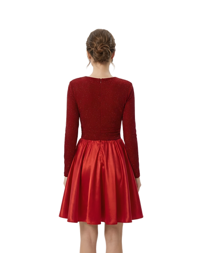 Glitter Bodice Flare Party Dress