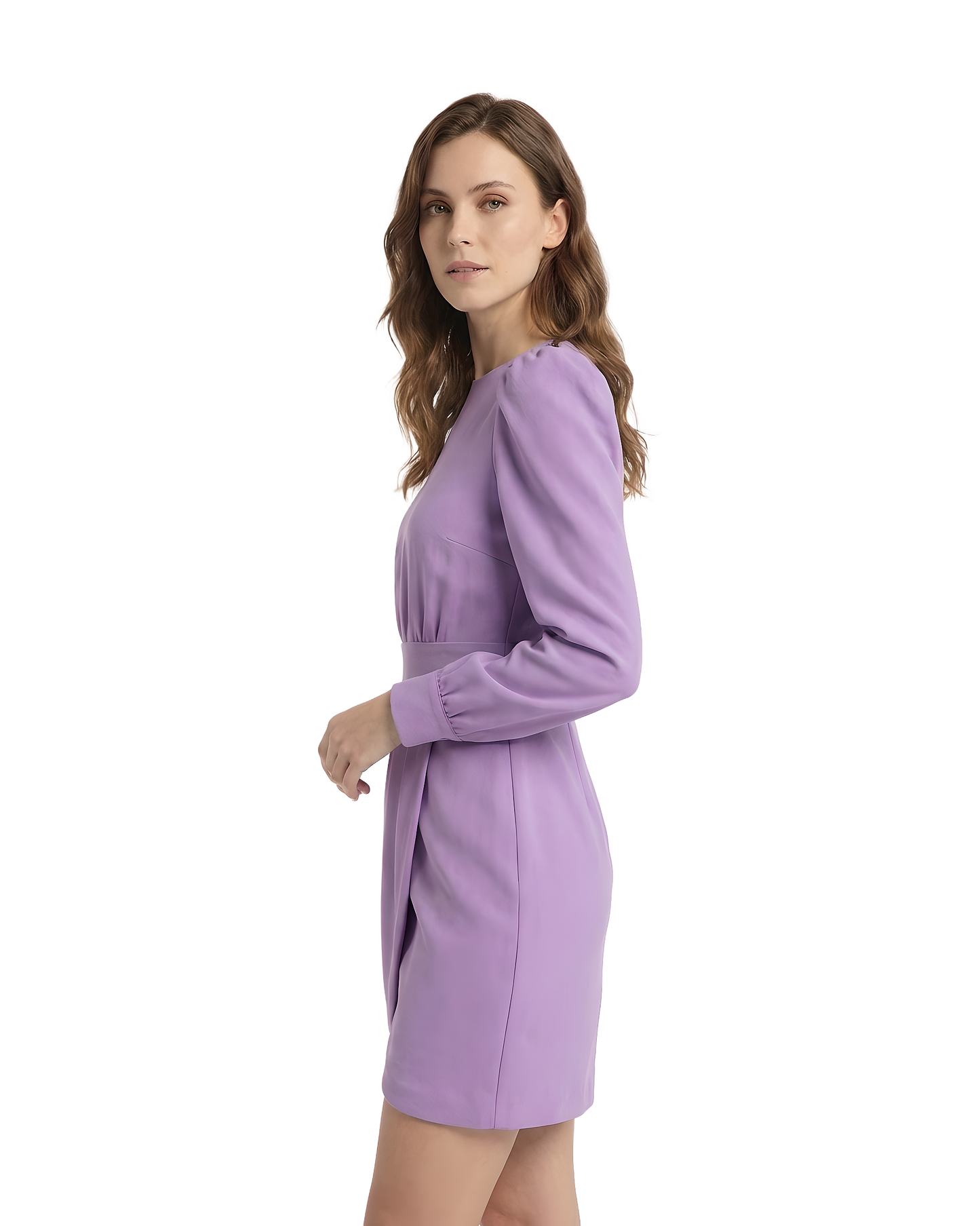 Lavender Tulip Wrap Mini Dress
