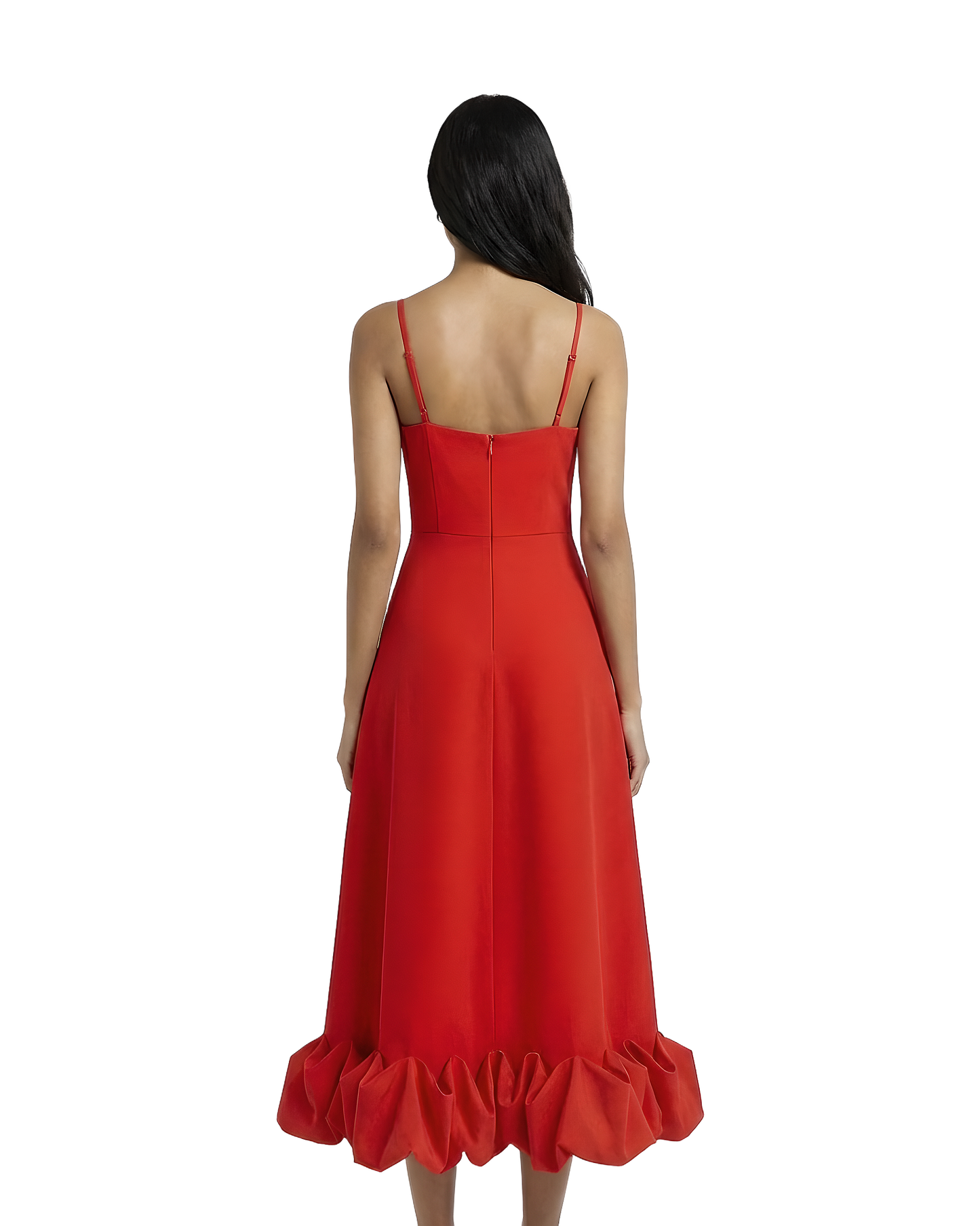 Scarlet Ruffle Hem Midi Dress